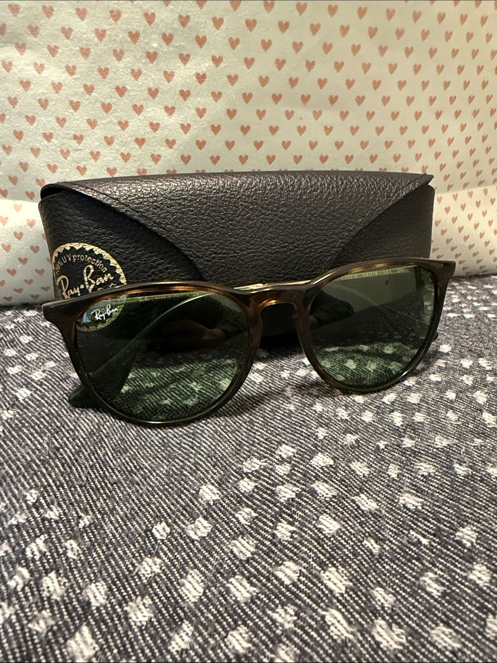 Ray-Ban Erika Tortoiseshell gloss Frame Sunglasses with Green Lenses